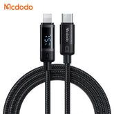 CABO DE DADOS MCDODO COM DISPLAY DIGITAL 36W  TIPO-C PARA LIGHTNING 1.2M